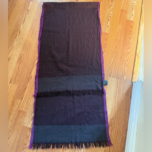Eileen Fisher Rich Plum and Deep Charcoal Scarf 100% wool - Picture 1 of 5